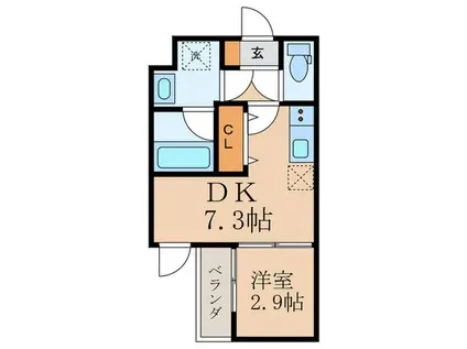 VINA山科ウエスト(1DK/3階)の間取り写真