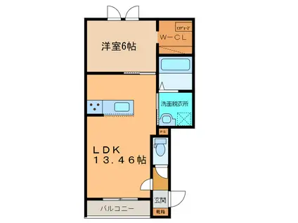 ハスコリオ・テール(1LDK/2階)の間取り写真