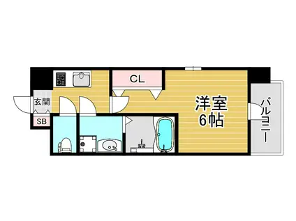 エスリードレジデンス大阪ウエスト(1K/9階)の間取り写真