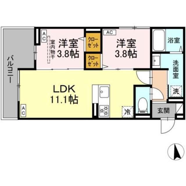 セレスティア新小岩(2LDK/2階)の間取り写真