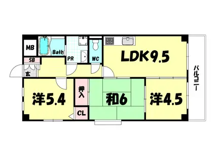 ベルコート相楽園(3LDK/4階)の間取り写真