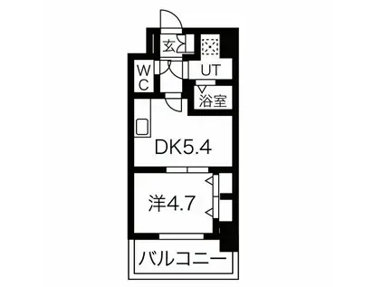 ファステート難波ラグジュ(1DK/7階)の間取り写真