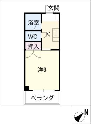 三恵ハイツ(1K/6階)の間取り写真