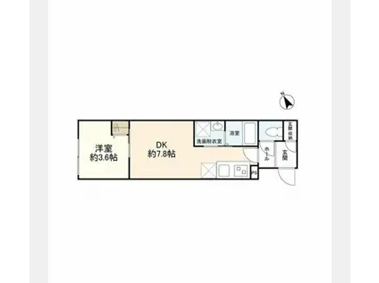 ウェルスクエアイズム世田谷用賀(1DK/3階)の間取り写真