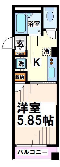 第1レジェンドチダ(1K/3階)の間取り写真
