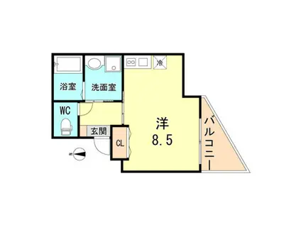 ココディール(ワンルーム/2階)の間取り写真