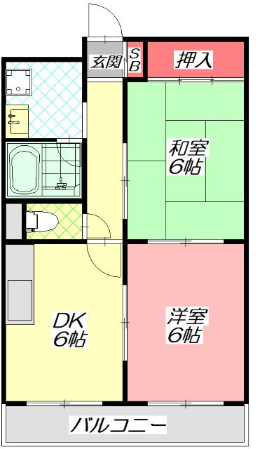 メゾンルリア(2DK/3階)の間取り写真
