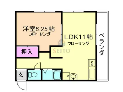 愛名マンション(1LDK/3階)の間取り写真