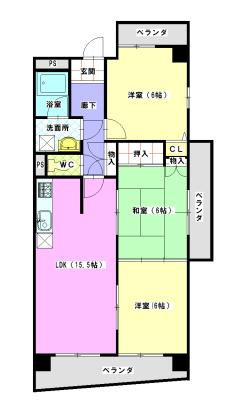 ヒルズ丸和(3LDK/3階)の間取り写真