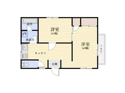 新倉貸アパート(2K/2階)の間取り写真