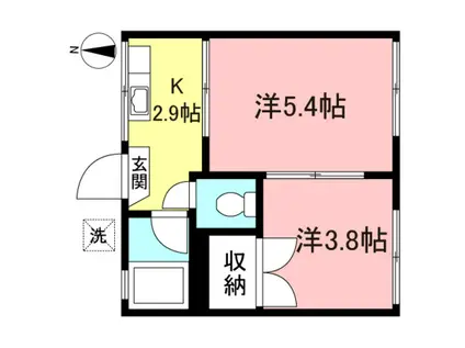 桜アビタシオン(2K/1階)の間取り写真