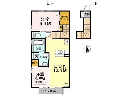 プチプランタン B(2LDK/2階)の間取り写真
