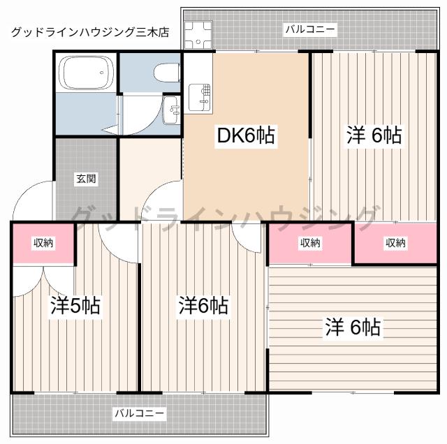ピアン自由が丘4号棟(3LDK/5階)の間取り写真