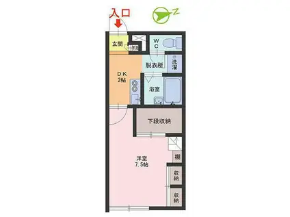 ESPOIRII(1DK/2階)の間取り写真