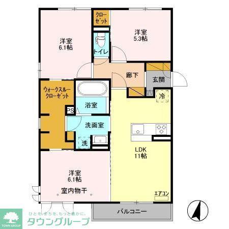 フロレスタセントラルパーク(3LDK/3階)の間取り写真
