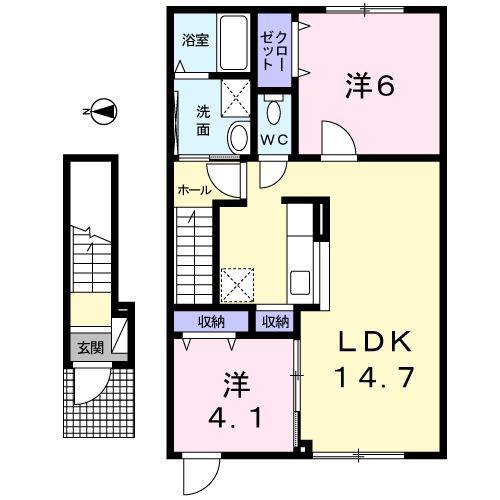 クオリア(2LDK/2階)の間取り写真
