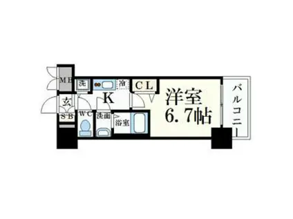 プレサンス名古屋STATIONルミアス(1K/2階)の間取り写真