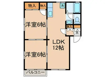 メゾンタキグチ(2LDK/1階)の間取り写真