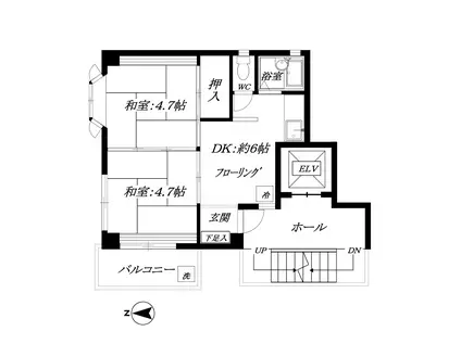浅利ビル(2DK/4階)の間取り写真