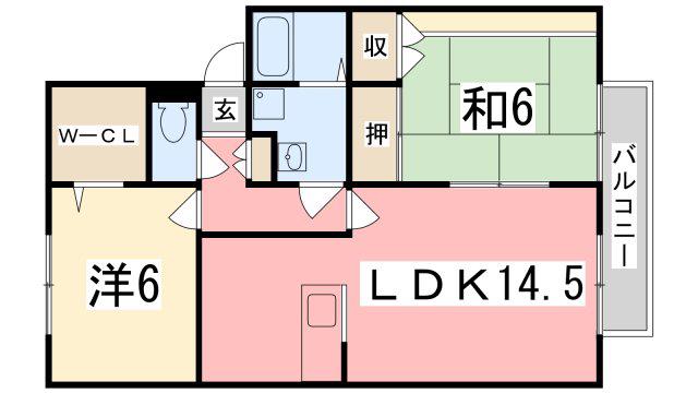 ロイヤルグレース花田 C棟(2LDK/1階)の間取り写真