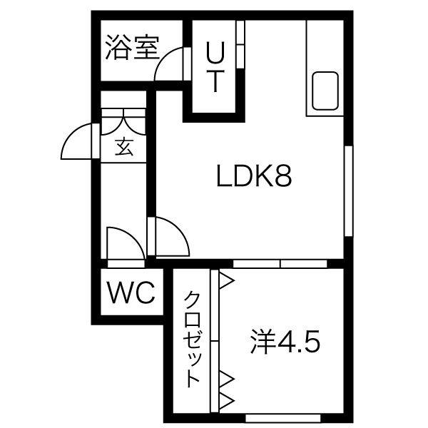 ジュネスコート元町(1LDK/2階)の間取り写真