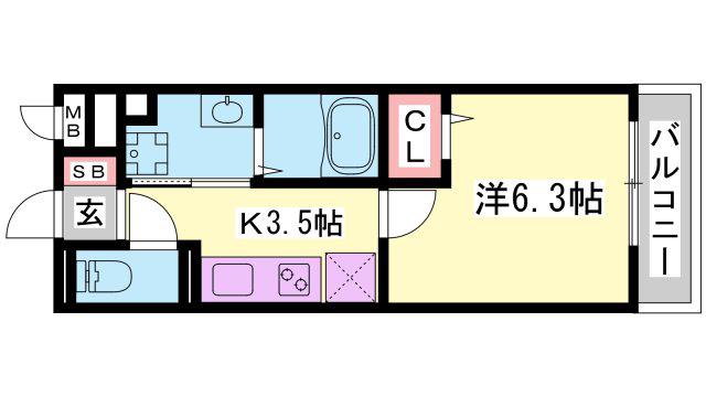 セジュール大村(1K/1階)の間取り写真