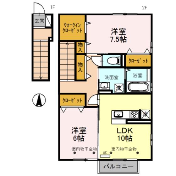 ボナールみなみ(2LDK/2階)の間取り写真