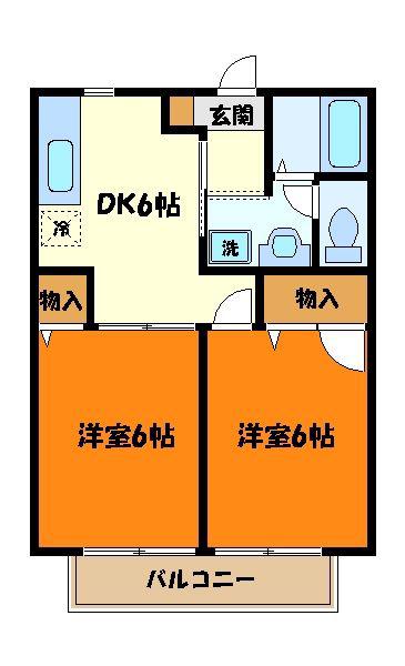 サントゥールB(2DK/2階)の間取り写真