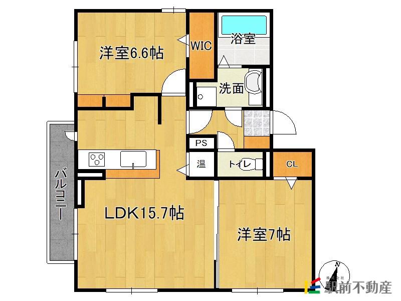 レイワパレス西新(2LDK/3階)の間取り写真