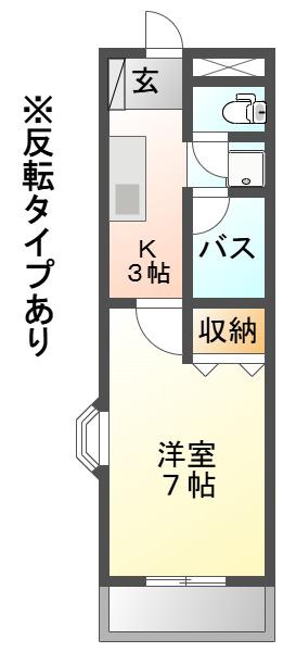 フラワーコート(1K/1階)の間取り写真