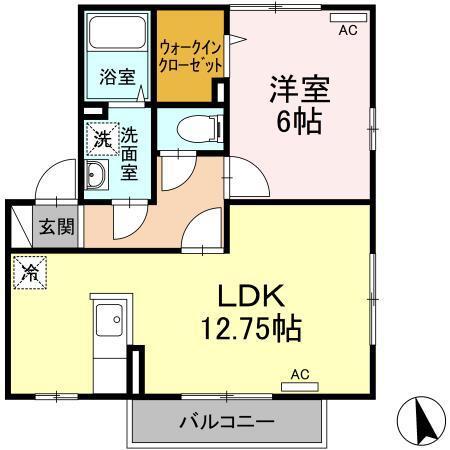 アーボリュウム深大寺(1LDK/2階)の間取り写真