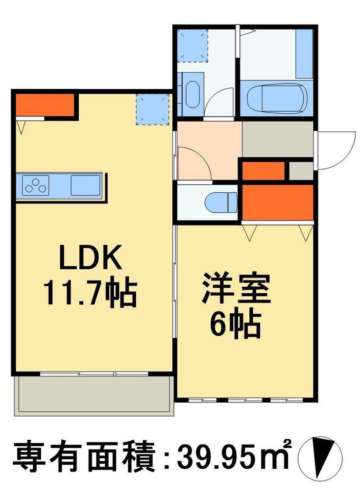 BELLE LEAD SUBARU I(1LDK/2階)の間取り写真
