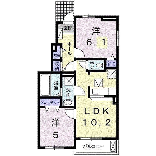 サニープレイス(2LDK/1階)の間取り写真