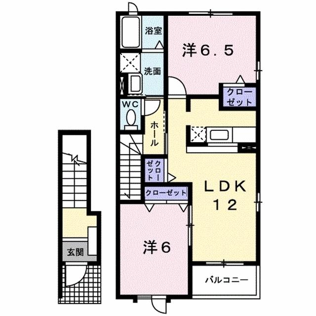 サン草薙(2LDK/2階)の間取り写真