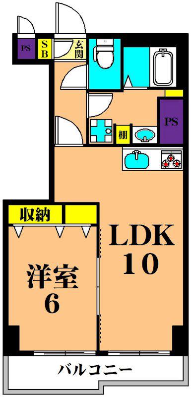 第一新世界ビル(1LDK/3階)の間取り写真