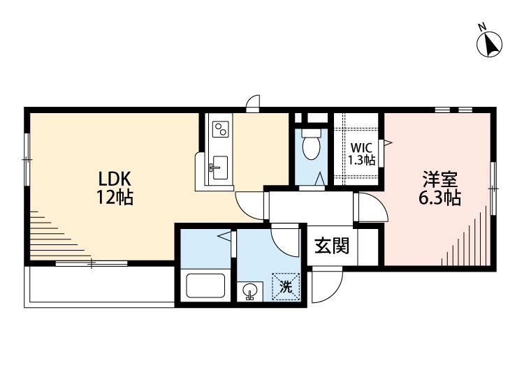 メゾン星の宮(1LDK/1階)の間取り写真
