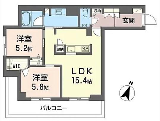 シャーメゾン牟礼(2LDK/2階)の間取り写真