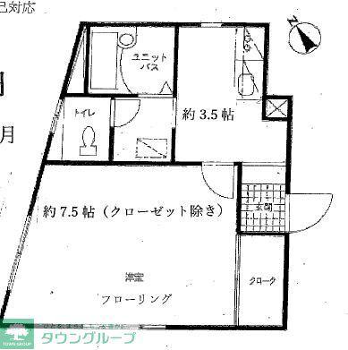 グランデージ(1K/1階)の間取り写真