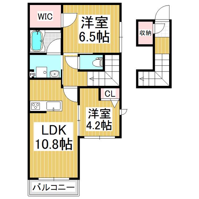 ウェルメイド壱番館 C(2LDK/2階)の間取り写真