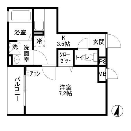 グランバリエ志村(1K/2階)の間取り写真