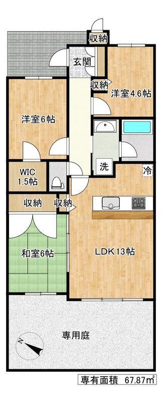 ルイシャトレ都島(3LDK/1階)の間取り写真