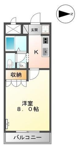 パークサイドしみず(1K/2階)の間取り写真
