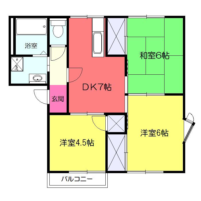 テラスワン(3DK/2階)の間取り写真