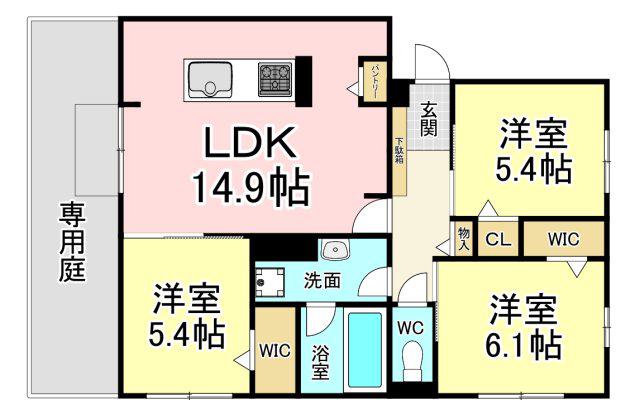 TORISIA相生町(3LDK/1階)の間取り写真