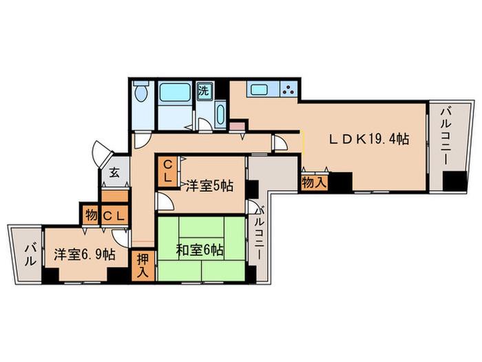 サンタ・ヴィラージュ(3LDK/6階)の間取り写真