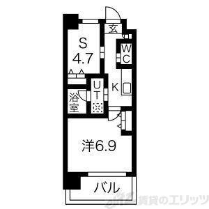 スプランディッド新大阪III(1SK/14階)の間取り写真