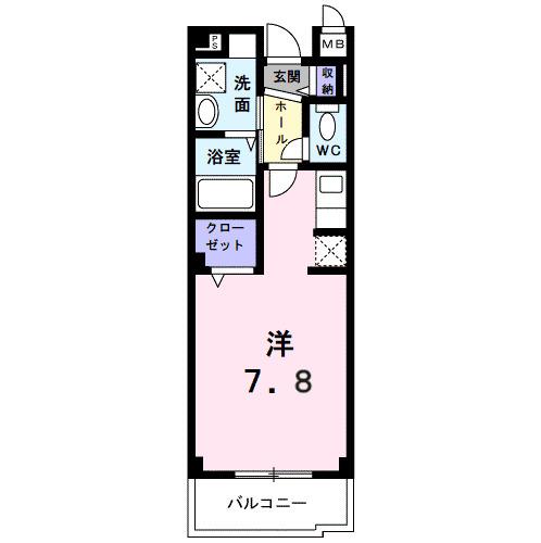 ルオールII(ワンルーム/3階)の間取り写真