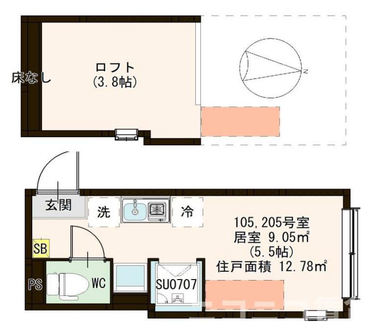 KUBO小岩(ワンルーム/2階)の間取り写真