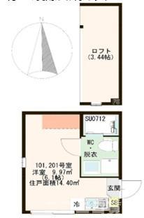 ハーモニーテラス加平II(ワンルーム/2階)の間取り写真