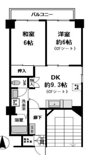 ヒル・ブリッジヒルNO1(2DK/4階)の間取り写真